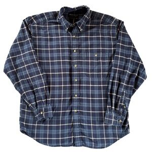 Eddie Bauer Blue Plaid Button Down Shirt Cotton Classic Fit Men’s M